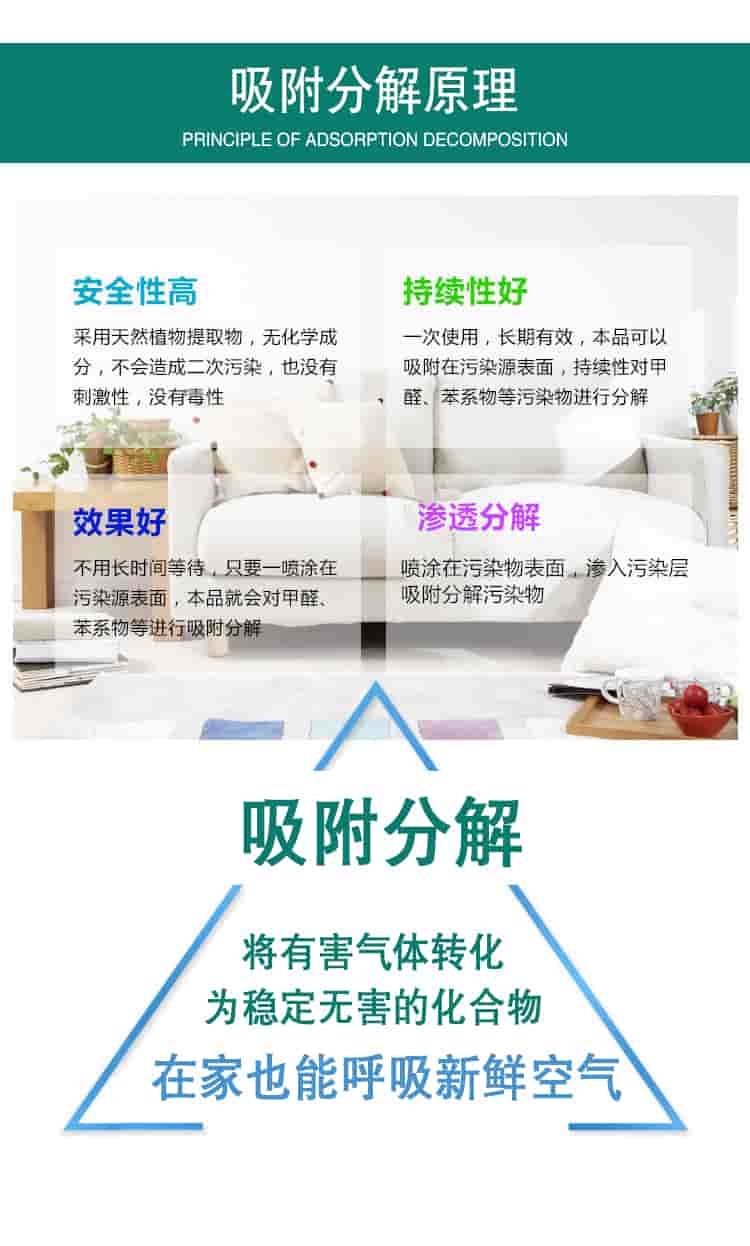 吸附分解原理，吸附分解，將有害氣體轉(zhuǎn)化為穩(wěn)定無害的化合物，在家也能呼吸新鮮空氣