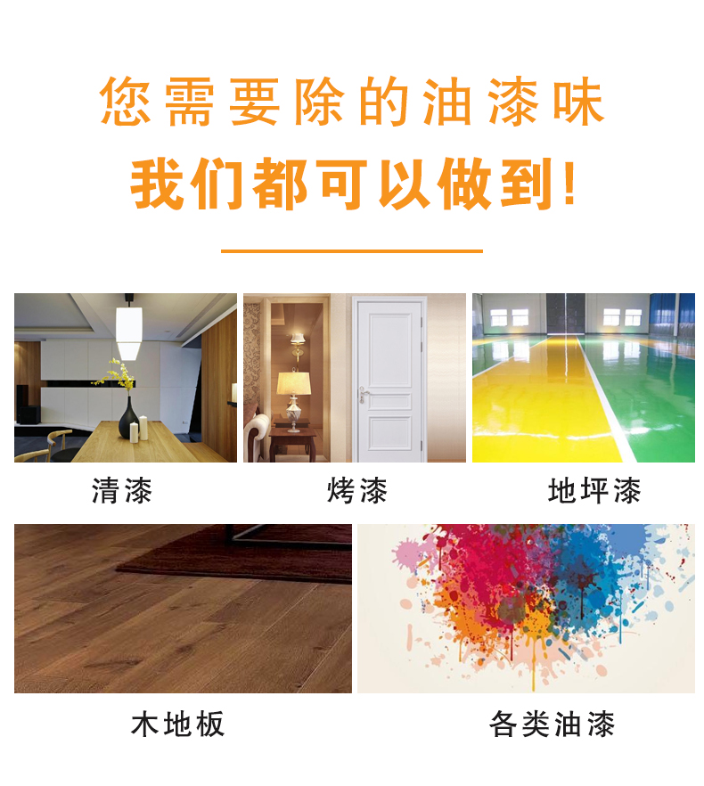 去除油漆味 去除甲醛 格瑞樂環(huán)保 綠快除甲醛  您要除的油漆味真是甲醛嗎？ 醛知道 1油漆味是芳香徑氣味污染物的苯系物，二甲苯，但是甲醛無味刺激性氣體。2油漆中對(duì)人體危害大的是苯和苯系物和聚酯漆里的甲苯二異氰酸酯，甲醛化學(xué)是HCHO，分子量30.03，又稱乙醛 3甲醛刺激眼睛落淚，睜不開眼，味道不是臭的那種，油漆是有味道的，但不刺激眼睛，眼睛不會(huì)落淚。  家具/柜子異味 清漆，烤漆味 綠快強(qiáng)力油漆除味劑 可以做到根煙清除異味不反彈  您所熟知的除異味放肆真的有用嗎？固體炭包：物理吸附，并非去除二次污染 耗費(fèi)人力財(cái)力 香水/噴霧：僅是掩蓋，都是表象，香水有毒 二次污染 植物吸附分解：吸附物微量，效果幾乎可以忽略不計(jì)  綠快強(qiáng)力油漆除味  專業(yè)除油漆味，木質(zhì)家具除甲醛 根源清除，高分子分解技術(shù) 源頭持久凈化，不限換屆限制 無二次污染 母嬰安全型  您需要除的油漆味，我們都可以做到！ 清漆/烤漆/地坪漆/木地板/各類油漆  綠快強(qiáng)力油漆除味劑 清除油漆異味更專業(yè) 源頭分解 母嬰安全 不會(huì)反彈  和甲醛說拜拜  快速釋放甲醛 深層滲透分解  母嬰安全型 無毒無刺激 無二次污染 母嬰安全配方不是說說而已  高效除醛 健康有我 一款好產(chǎn)品的選擇 強(qiáng)力尤其除味清除油漆異味的同時(shí)木葉神通鋪分解家具內(nèi)部的甲醛，然后您捉到全方位清除  長久不反彈  檢測報(bào)告 中科院權(quán)威檢測 甲醛去除率檢測報(bào)告 無毒無害檢測報(bào)告  更多適用范圍 只要有污染的地方就有我的存在  住宅 辦公室 商業(yè)場所  酒店  格瑞樂清除觸媒技術(shù)  產(chǎn)品信息：產(chǎn)品品牌：綠快  產(chǎn)品名稱：綠快強(qiáng)力油漆除味  產(chǎn)品組成：納米二氧化鈦、植物萃取多酚、表面活性劑等組成  產(chǎn)品特點(diǎn)：快速性、徹底性、穩(wěn)定性 使用對(duì)象：快速分解苯系物 醛 酮等，清除油漆味及其他裝修異味  安全性  無毒無害 母嬰安全型